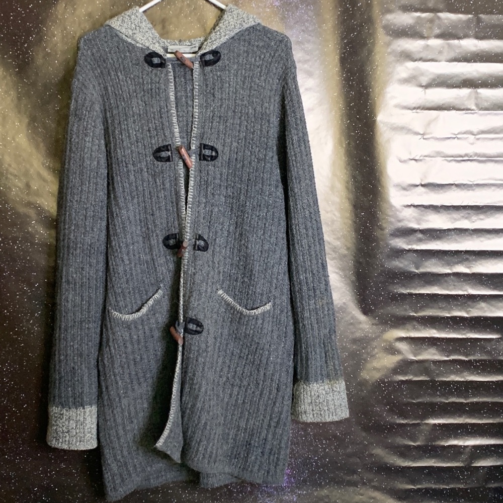 Mauro Sergio- Gray Knit Coat with wooden buttons